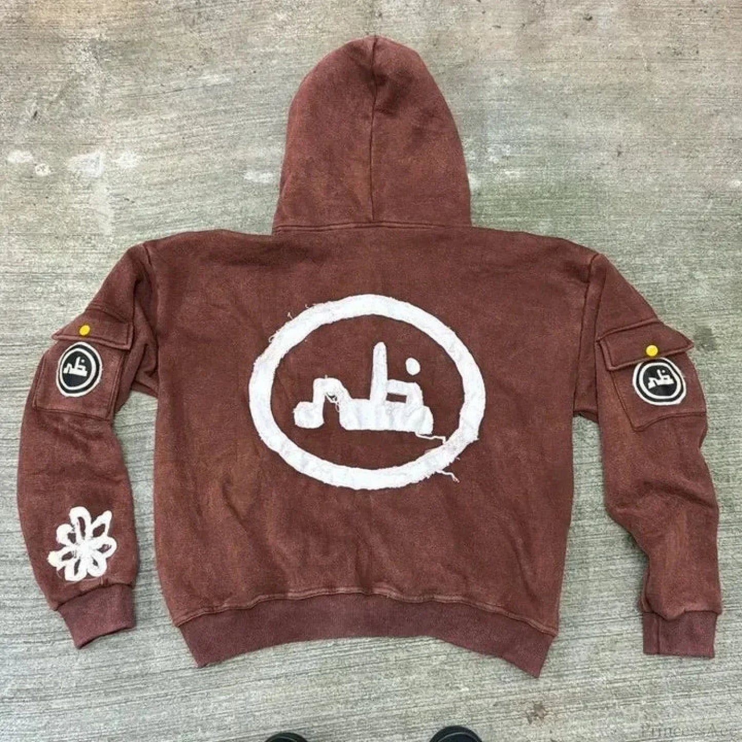 Dark Zipper Joined Vintage Hoodie