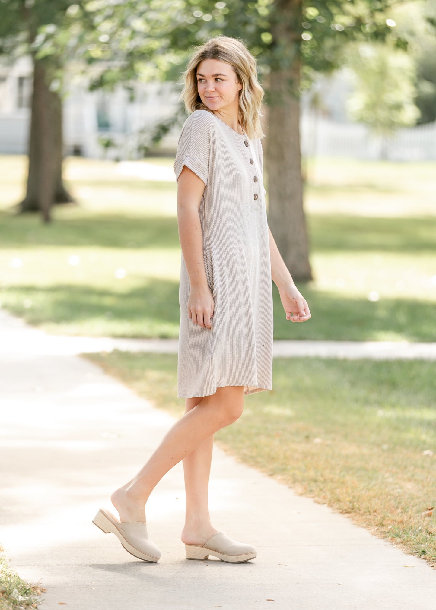Dawn Ribbed 1/4 Button Midi Dress - FINAL SALE