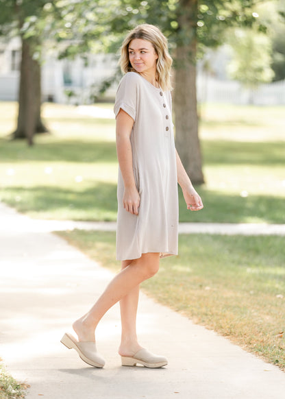 Dawn Ribbed 1/4 Button Midi Dress - FINAL SALE