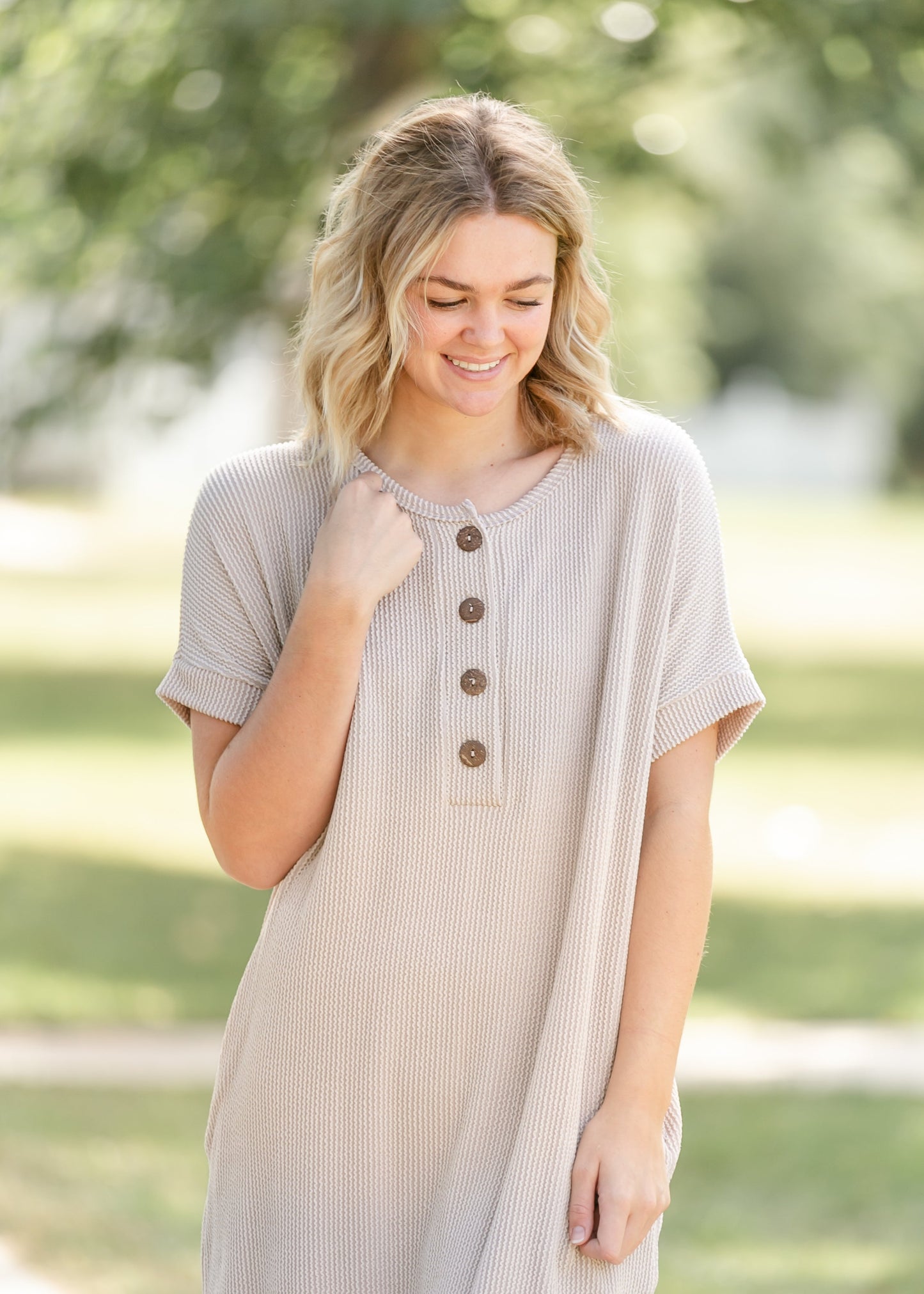Dawn Ribbed 1/4 Button Midi Dress - FINAL SALE