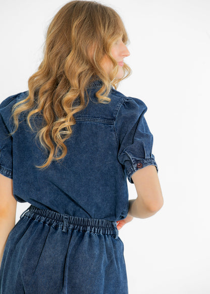 Denim Blue Button Up Top - FINAL SALE