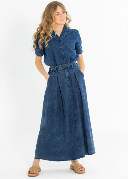 Denim Blue Button Up Top - FINAL SALE