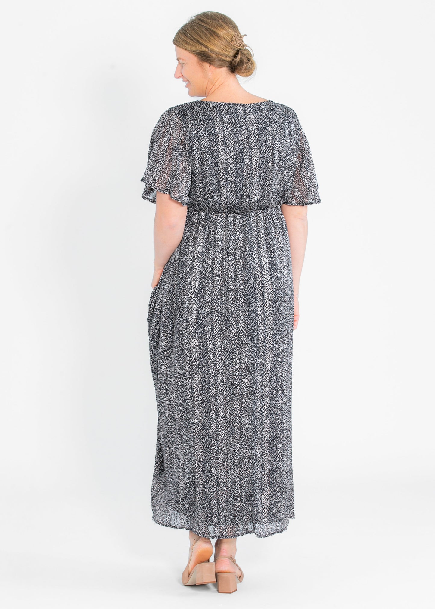 Ditsy Floral Flutter Sleeve Maxi Dress - FINAL SALE