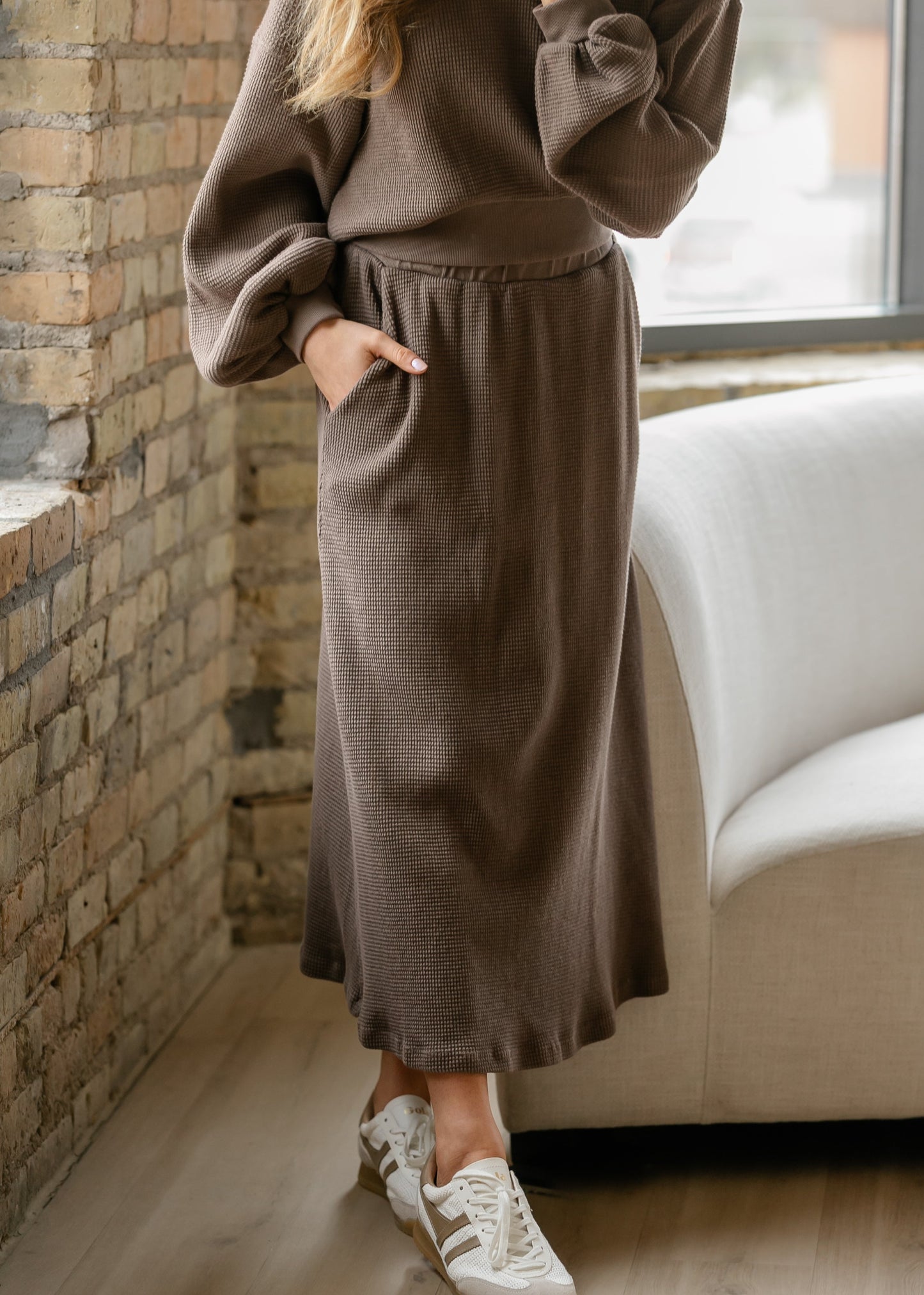 Lynette Waffle Thermal V-Neck Set - FINAL SALE