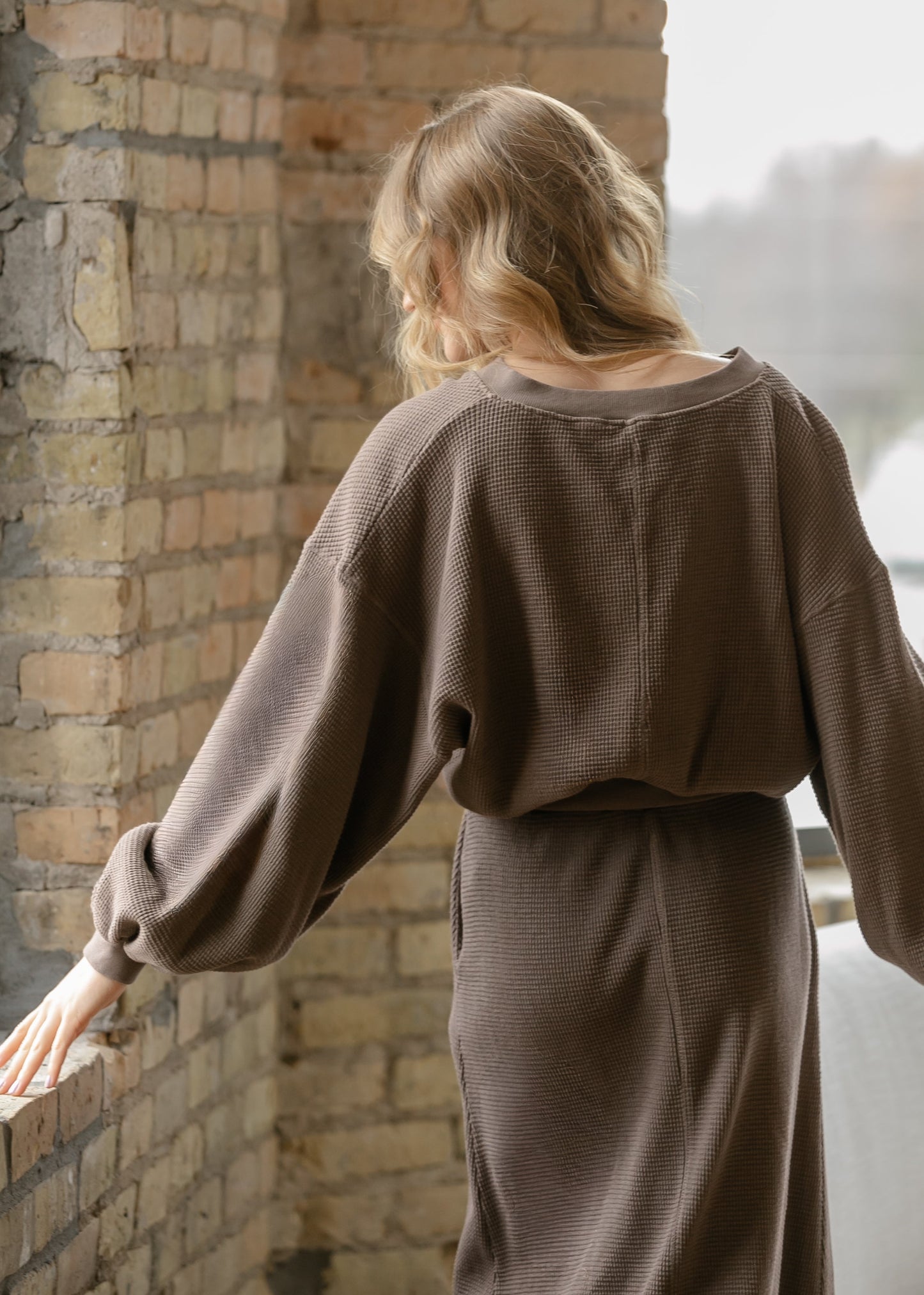 Lynette Waffle Thermal V-Neck Set - FINAL SALE