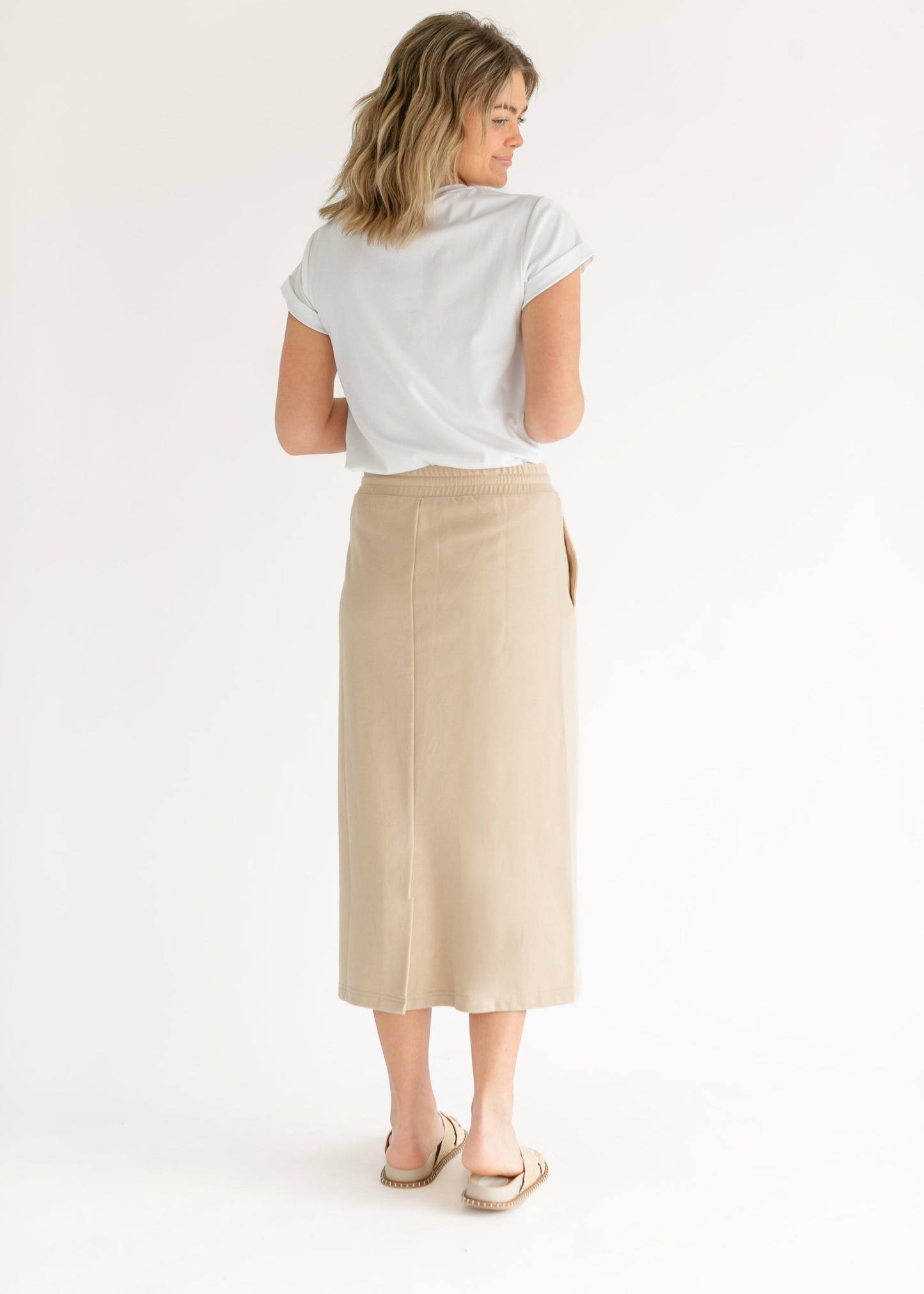 Dori Straight Fit Beige Skirt - FINAL SALE