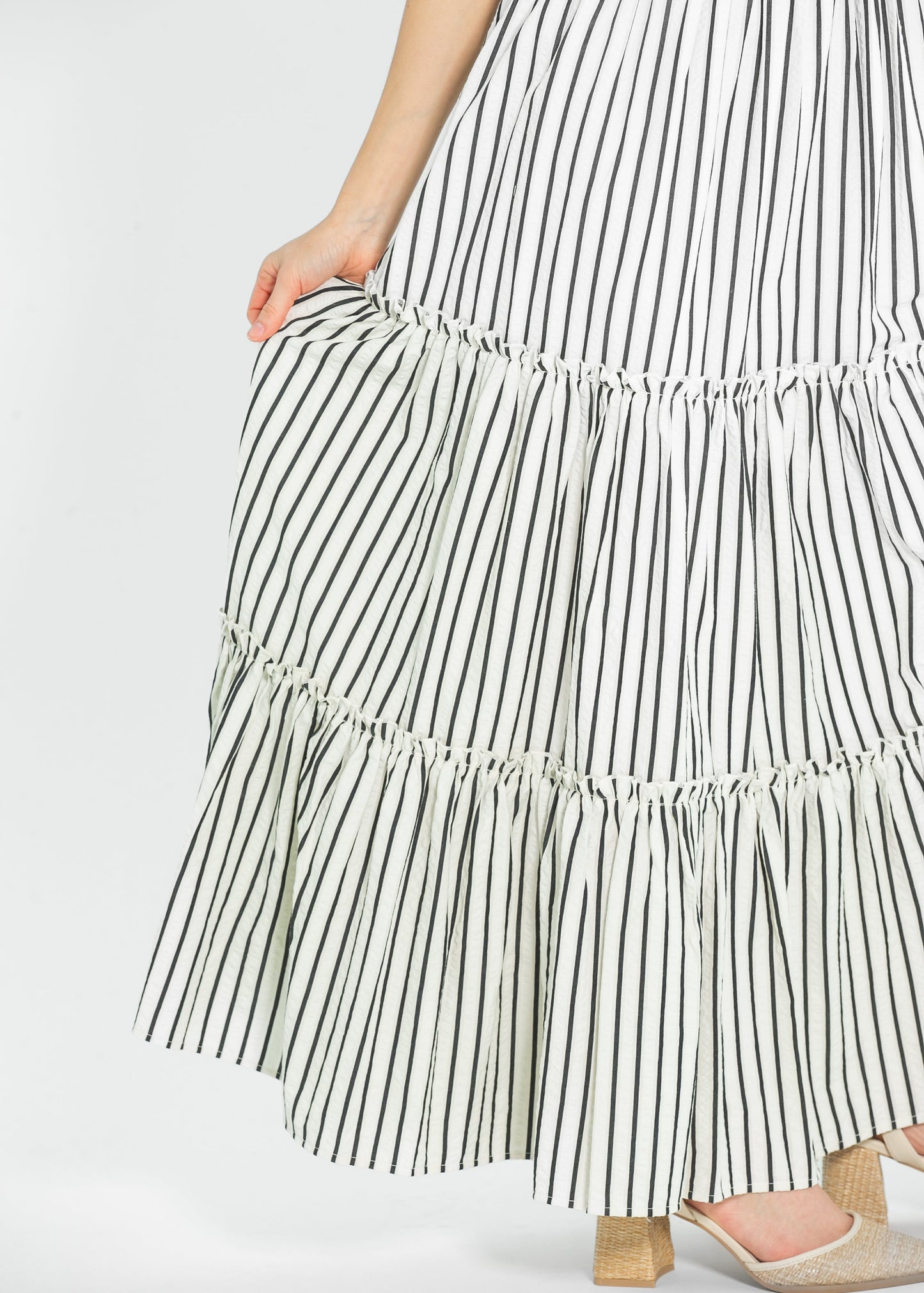 Eden Black Stripe Smocked Waist Maxi Dress - FINAL SALE