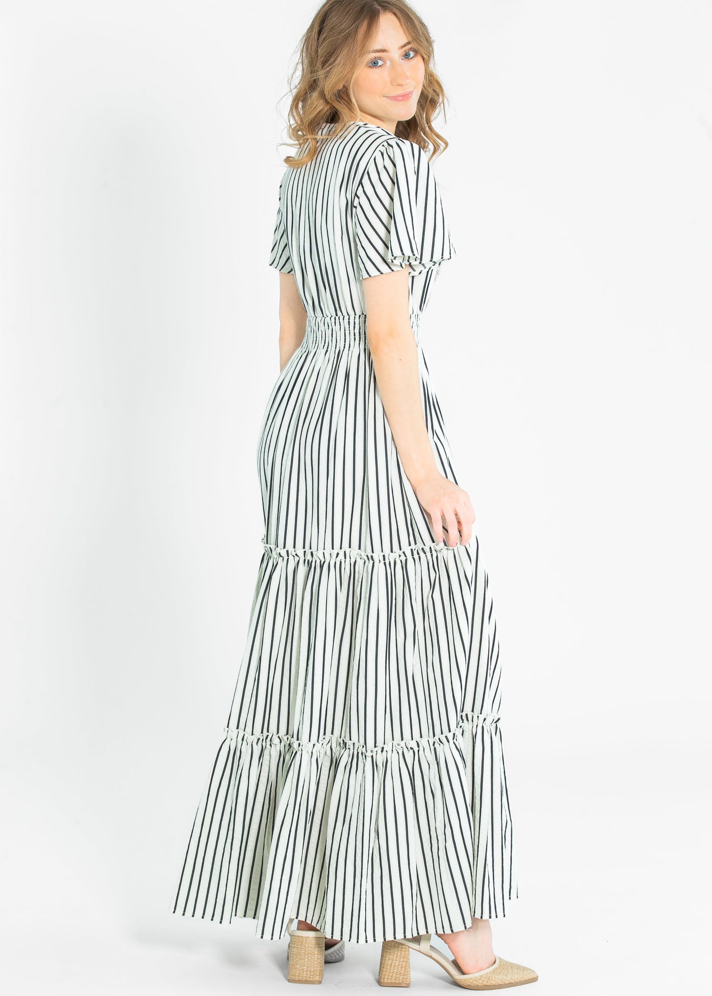 Eden Black Stripe Smocked Waist Maxi Dress - FINAL SALE