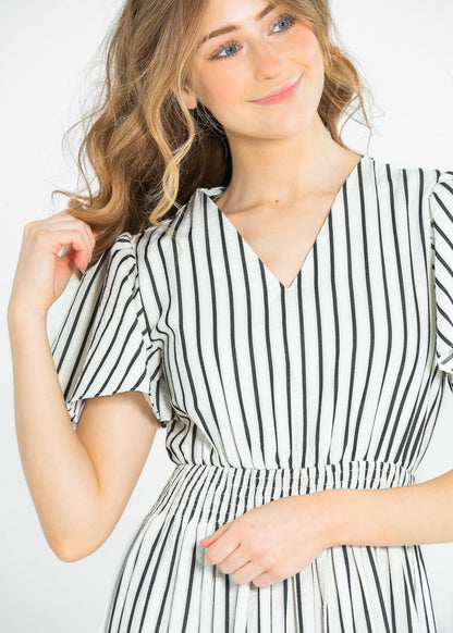 Eden Black Stripe Smocked Waist Maxi Dress - FINAL SALE