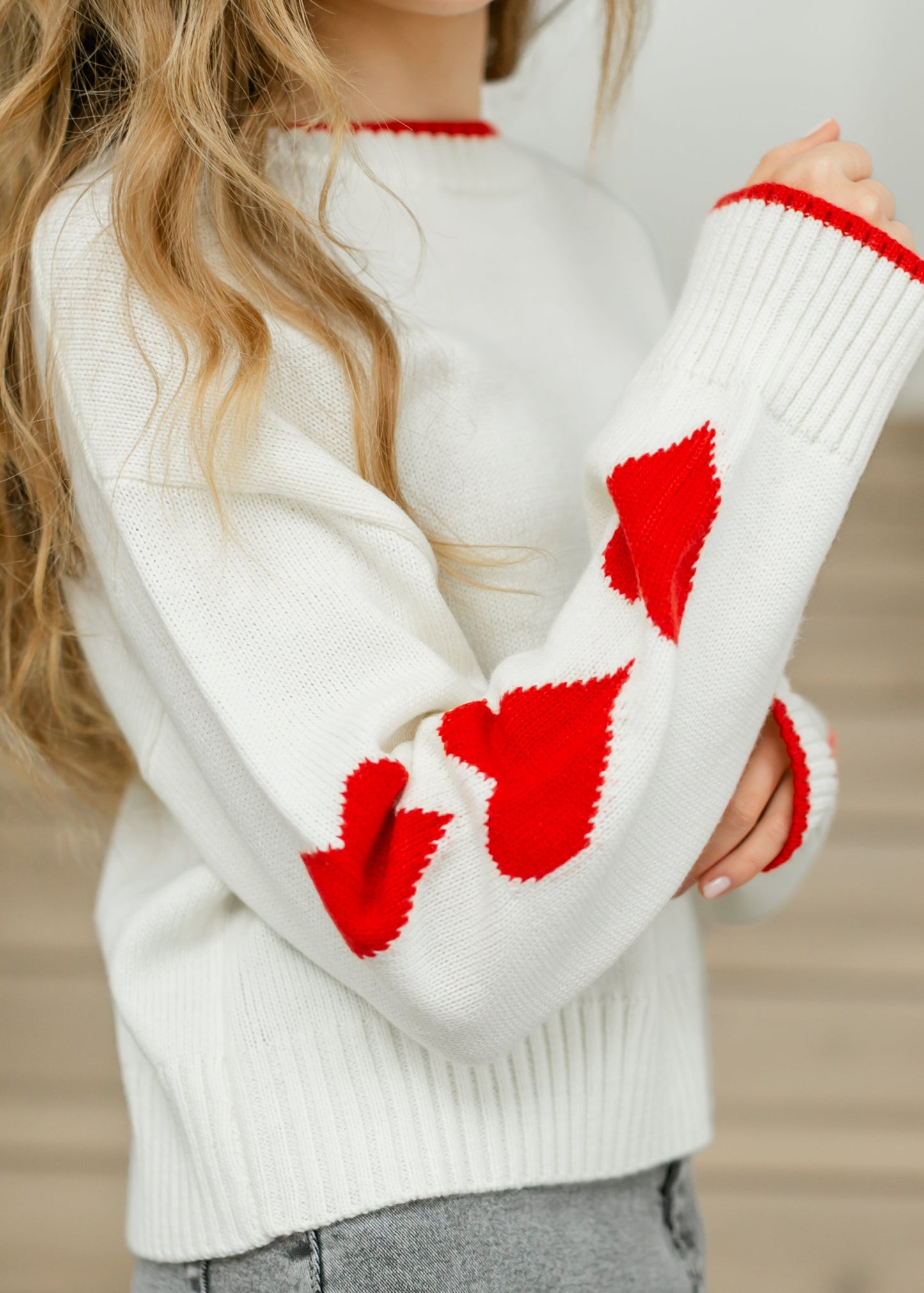 elan Crewneck Heart Sleeve Sweater - FINAL SALE