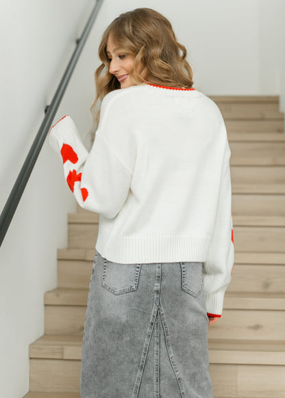 elan Crewneck Heart Sleeve Sweater - FINAL SALE