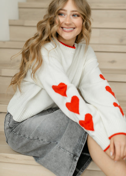 elan Crewneck Heart Sleeve Sweater - FINAL SALE