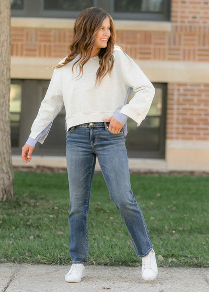 elan Long Sleeve Mixed Media Top - FINAL SALE