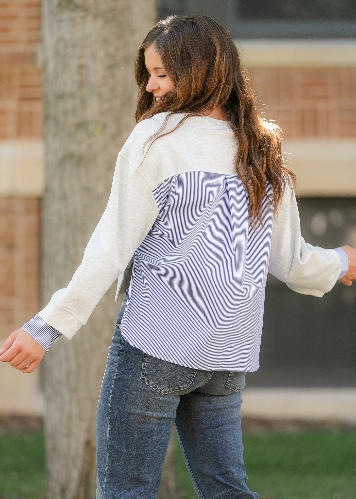 elan Long Sleeve Mixed Media Top - FINAL SALE
