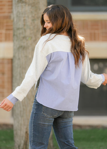 elan Long Sleeve Mixed Media Top - FINAL SALE