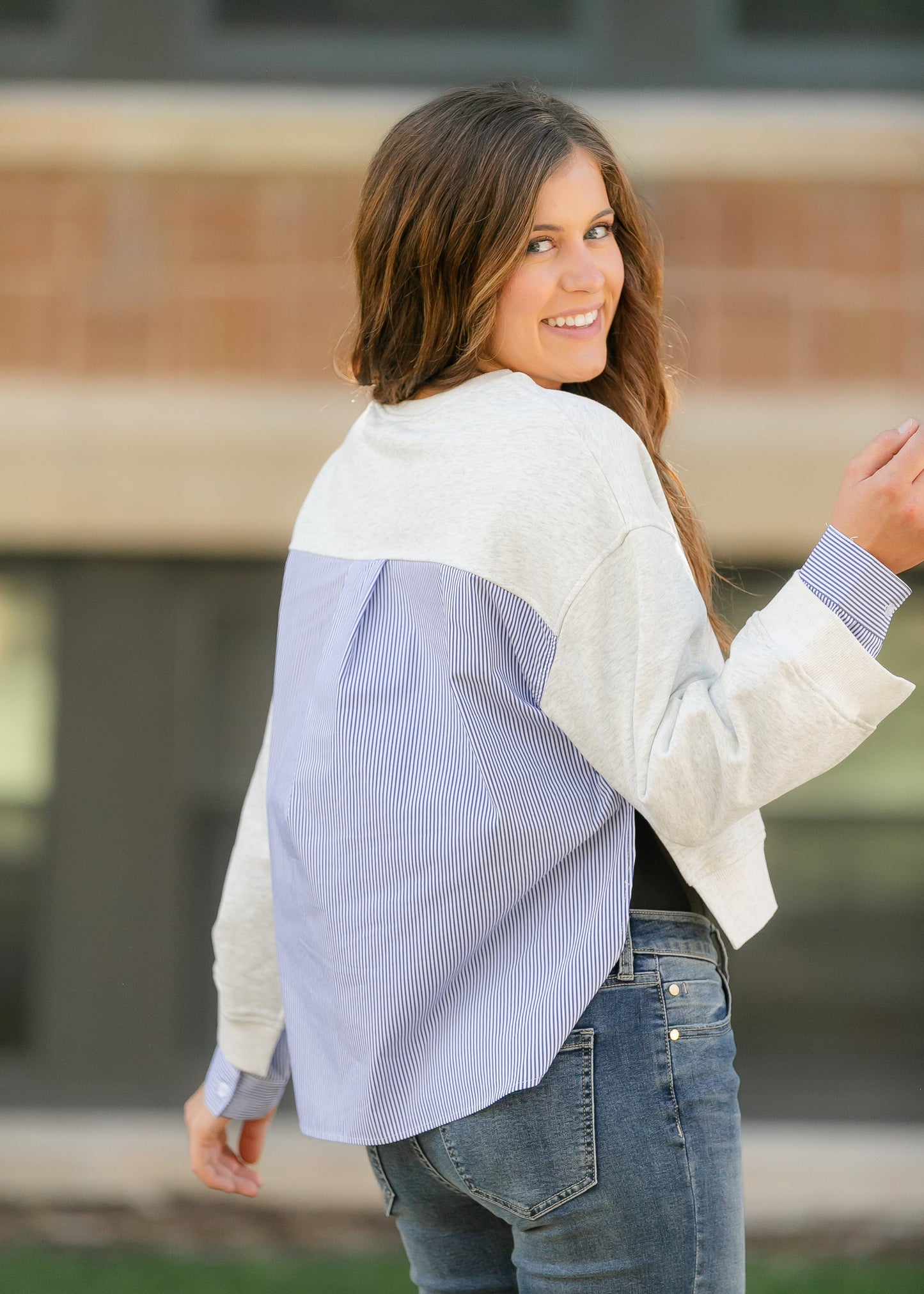 elan Long Sleeve Mixed Media Top - FINAL SALE