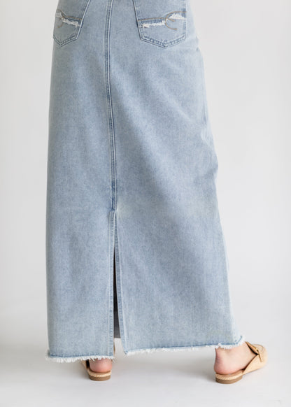 Elisha Light Wash Long Denim Skirt - FINAL SALE