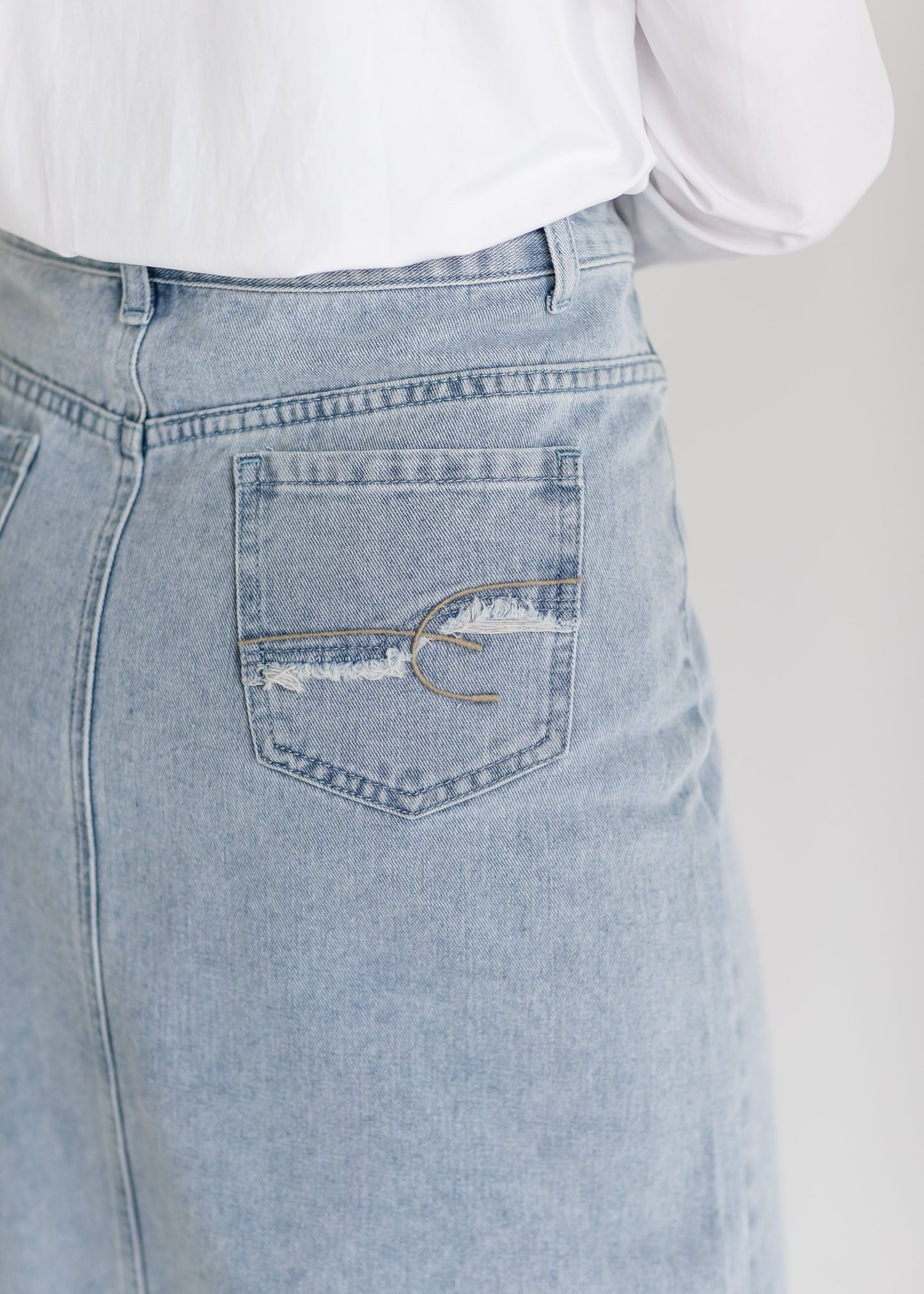 Elisha Light Wash Long Denim Skirt - FINAL SALE