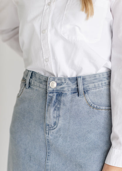 Elisha Light Wash Long Denim Skirt - FINAL SALE