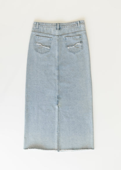 Elisha Light Wash Long Denim Skirt - FINAL SALE