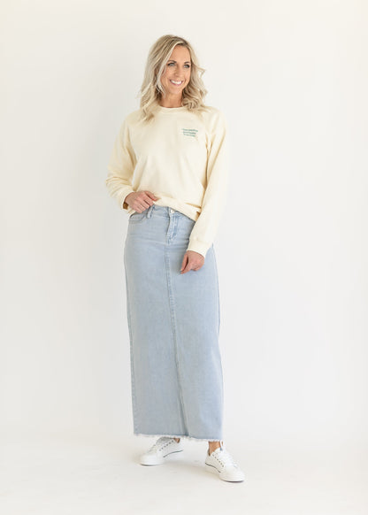 Elisha Light Wash Long Denim Skirt - FINAL SALE