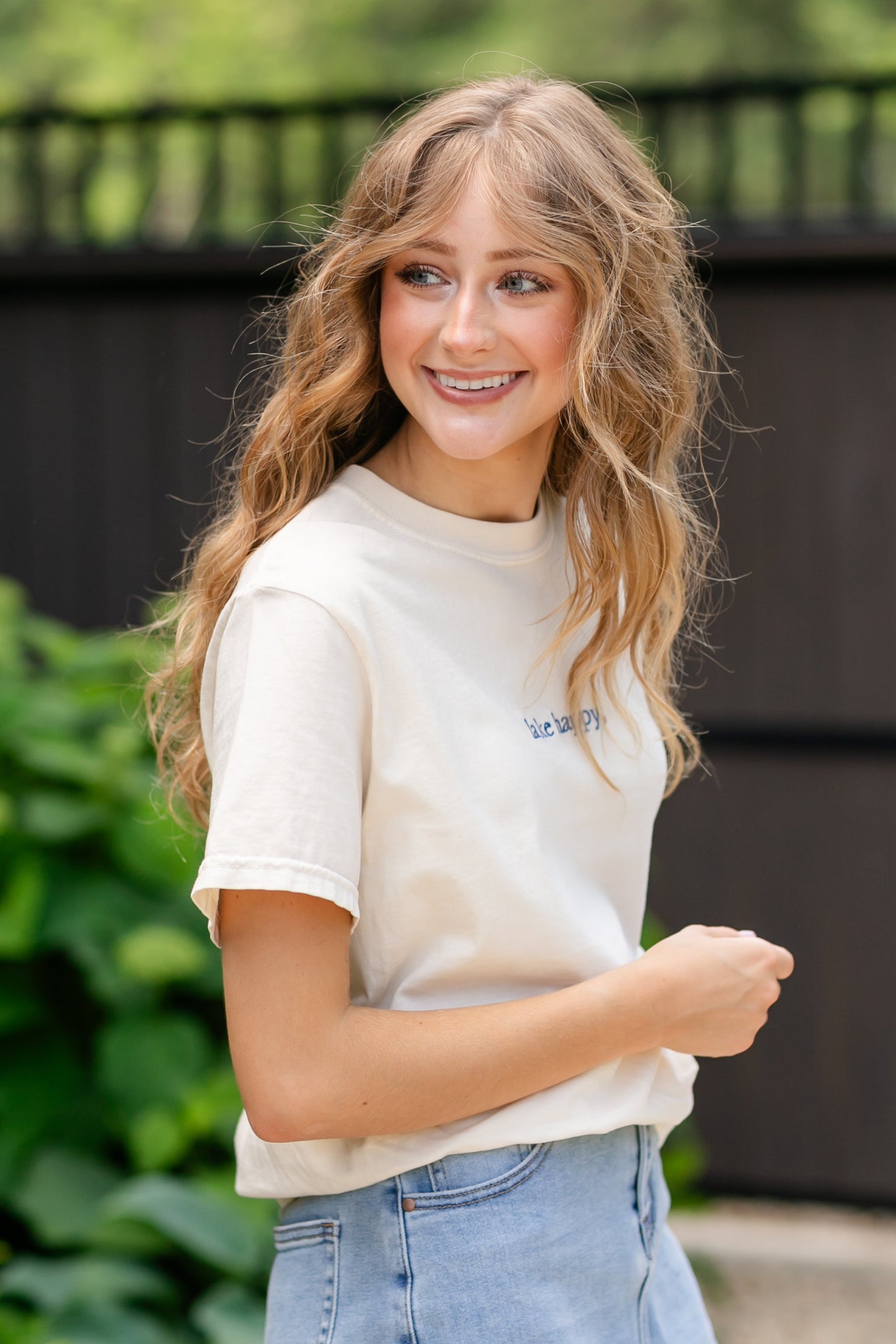 Embroidered Lake Happy Tee - FINAL SALE
