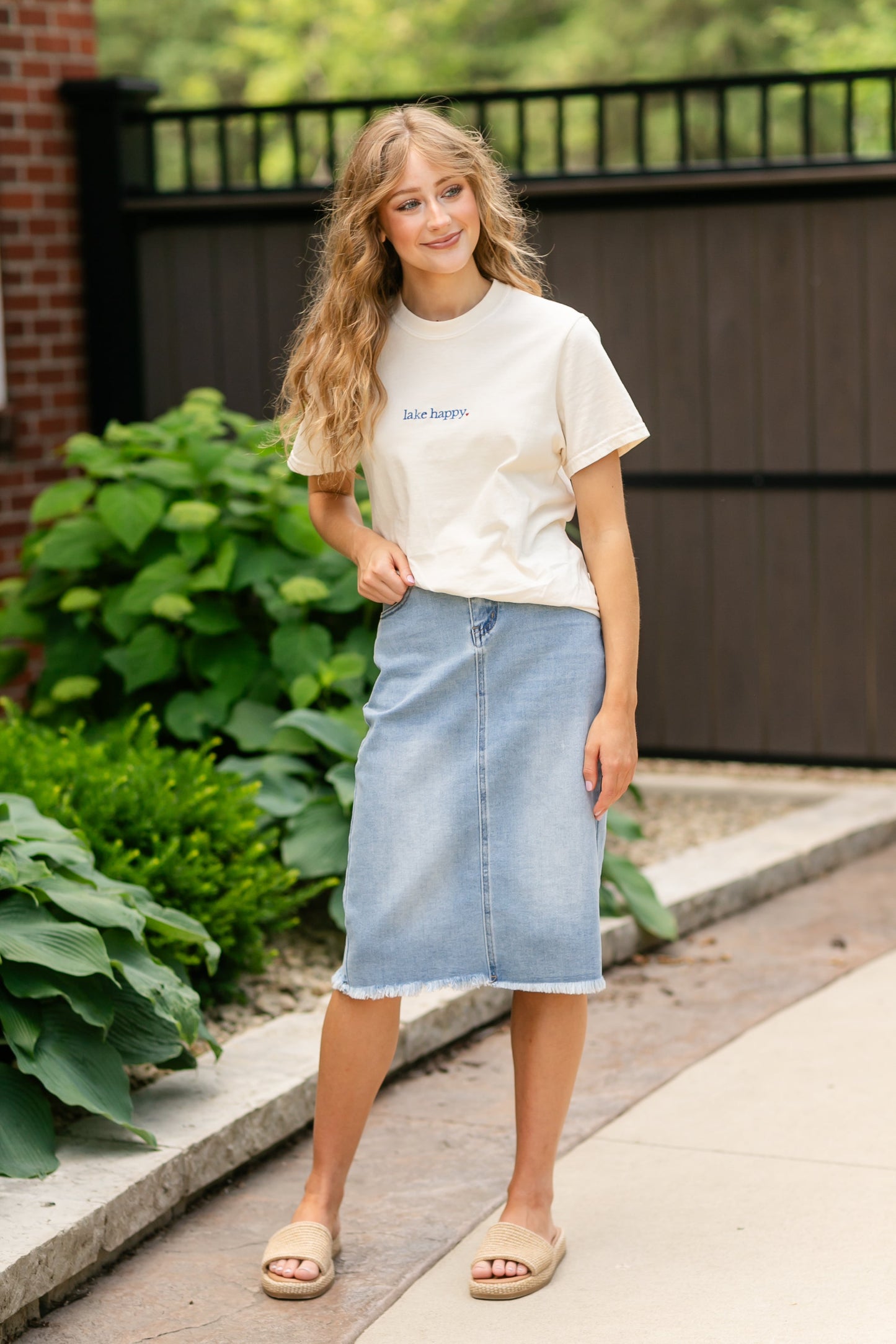Embroidered Lake Happy Tee - FINAL SALE