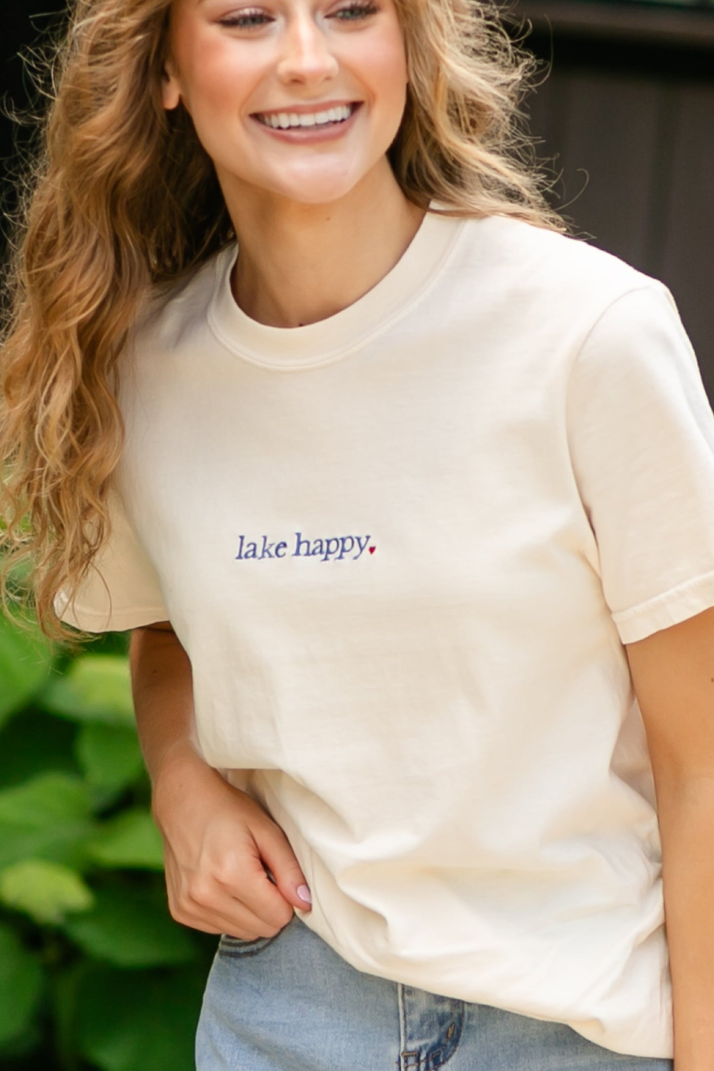 Embroidered Lake Happy Tee - FINAL SALE