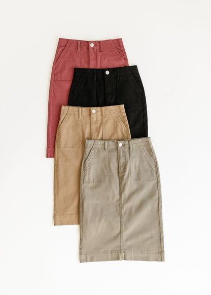 Erica Cotton Twill Midi Skirt - FINAL SALE
