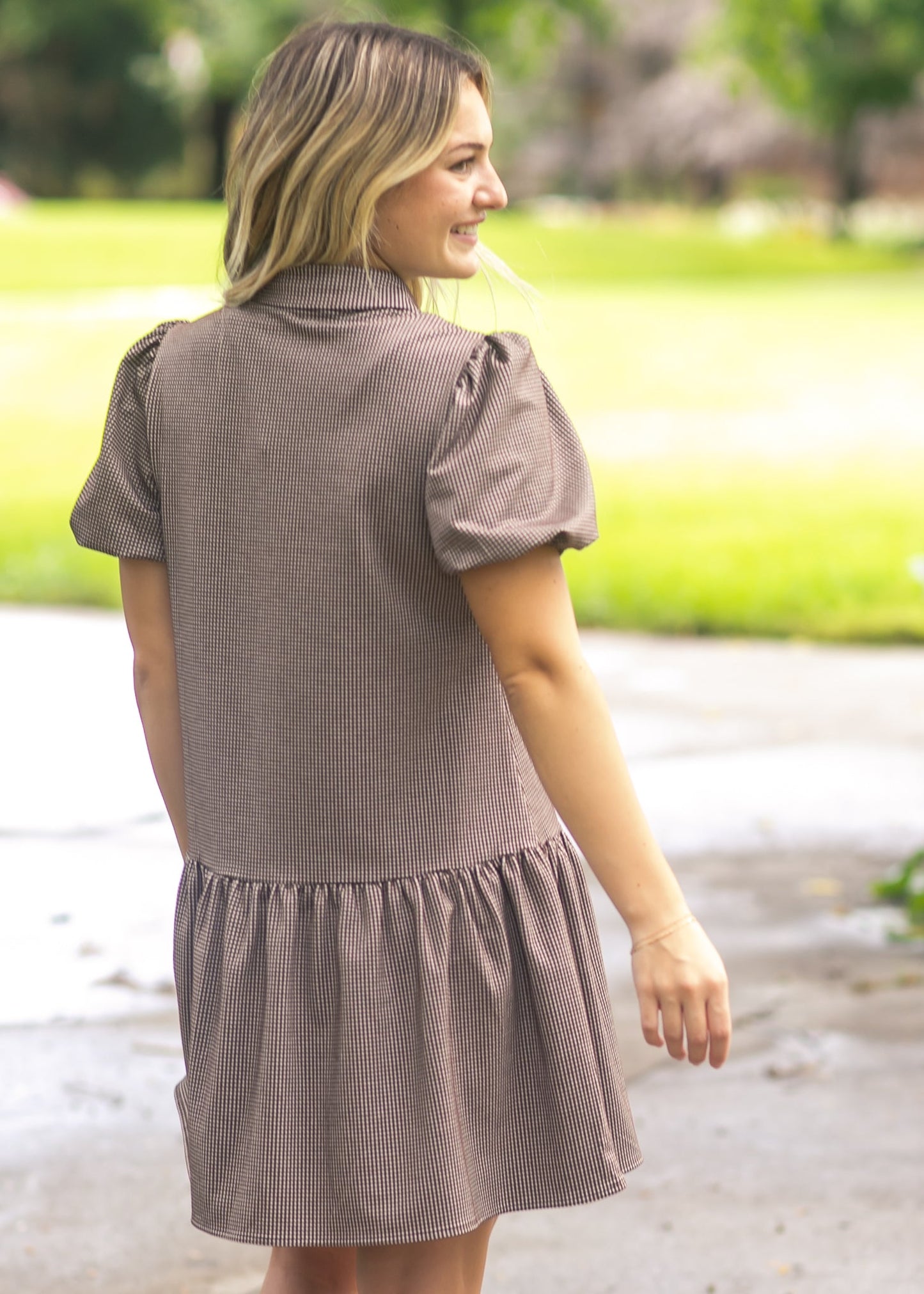 Esme Chocolate Check Dress - FINAL SALE