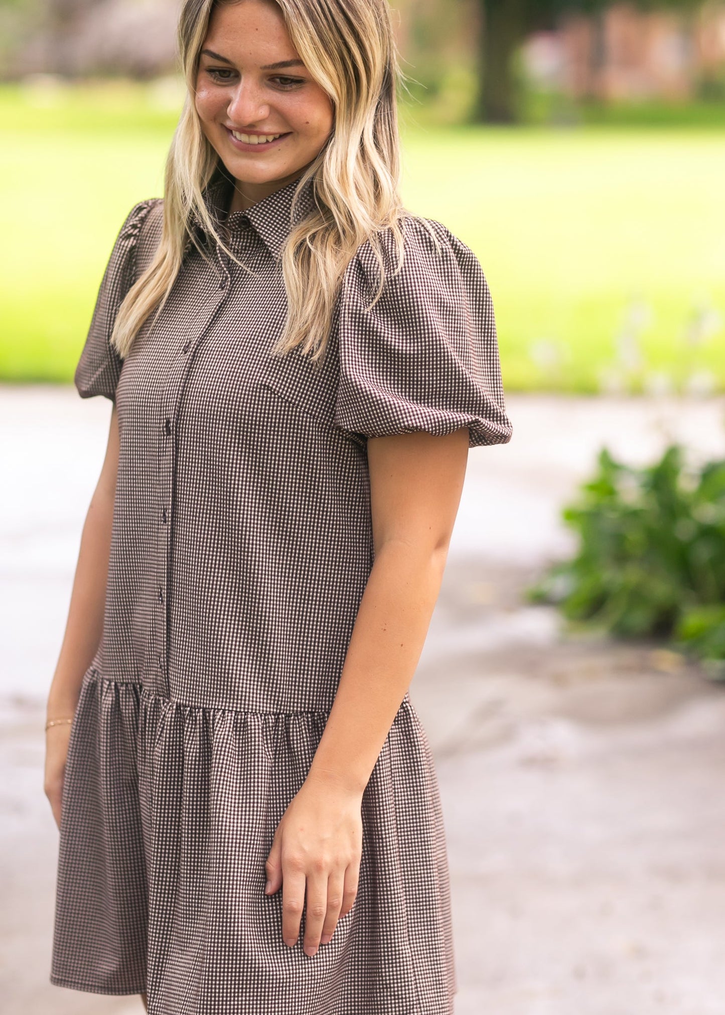 Esme Chocolate Check Dress - FINAL SALE