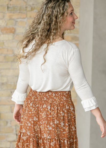 Essential Ivory Ruffled 3/4 Sleeve Top - FINAL SALE