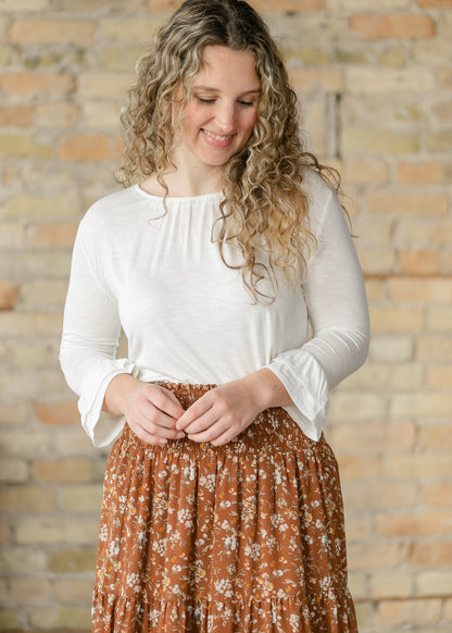 Essential Ivory Ruffled 3/4 Sleeve Top - FINAL SALE