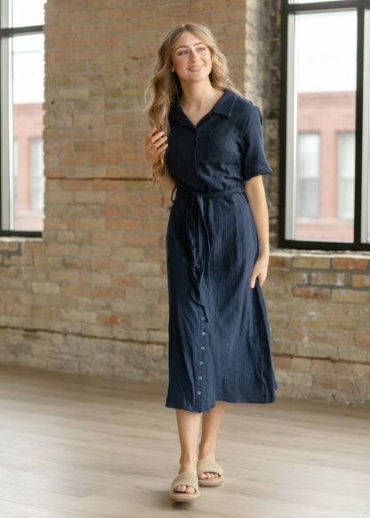 Essential Short Sleeve Gauze Shirt Dress