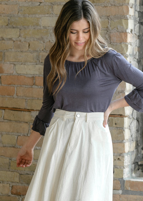 Essential Ruffled 3/4 Sleeve Top - FINAL SALE