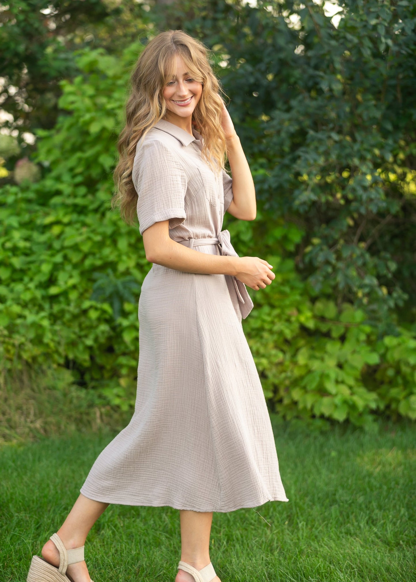 Essential Short Sleeve Gauze Shirt Dress