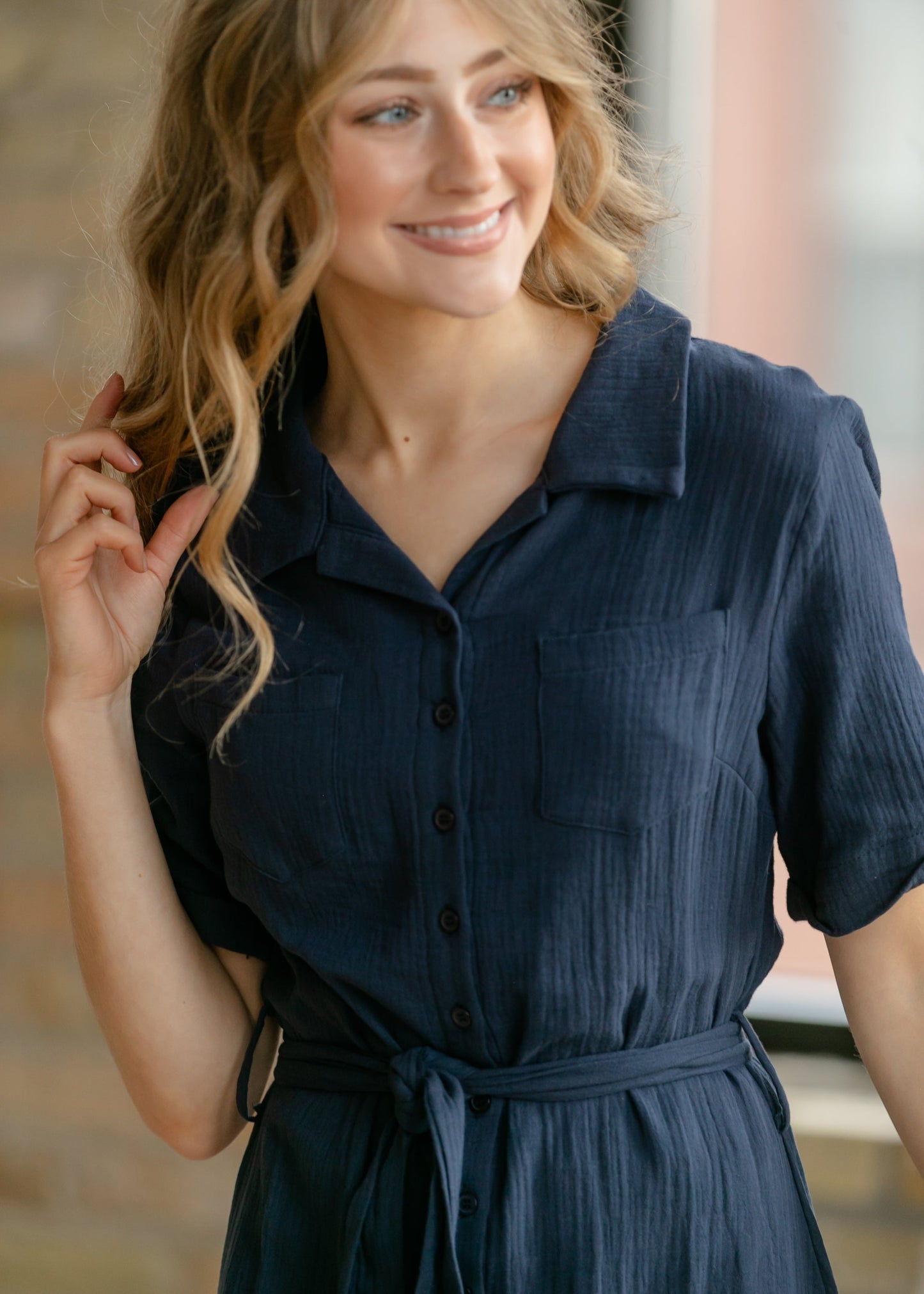 Essential Short Sleeve Gauze Shirt Dress