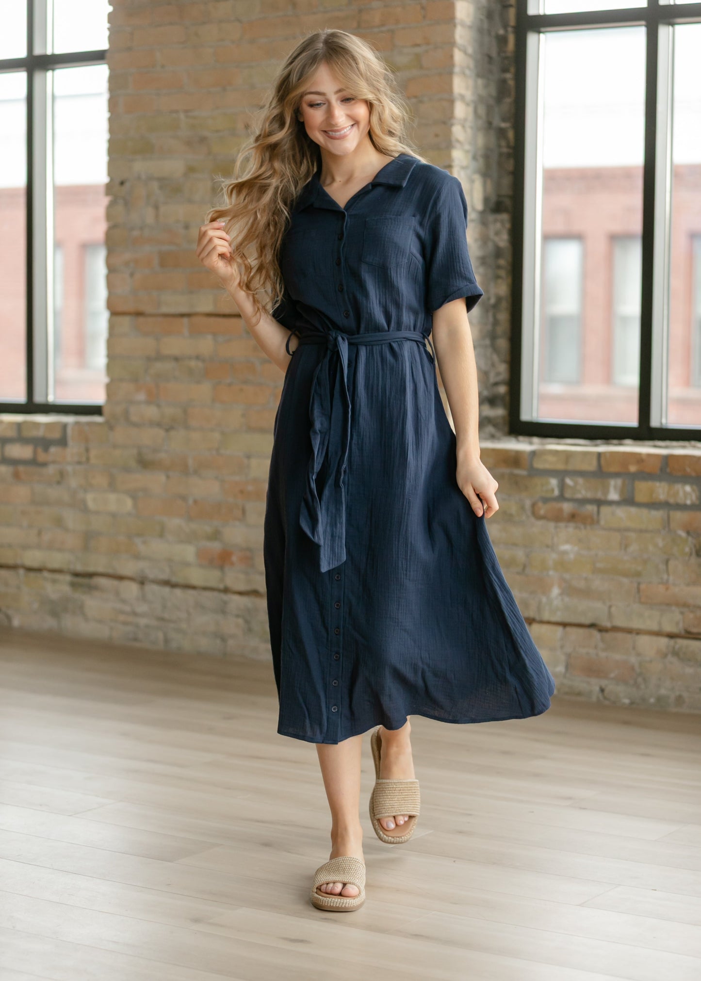 Essential Short Sleeve Gauze Shirt Dress