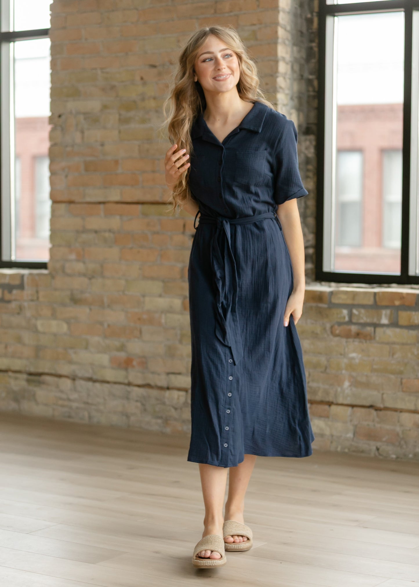 Essential Short Sleeve Gauze Shirt Dress
