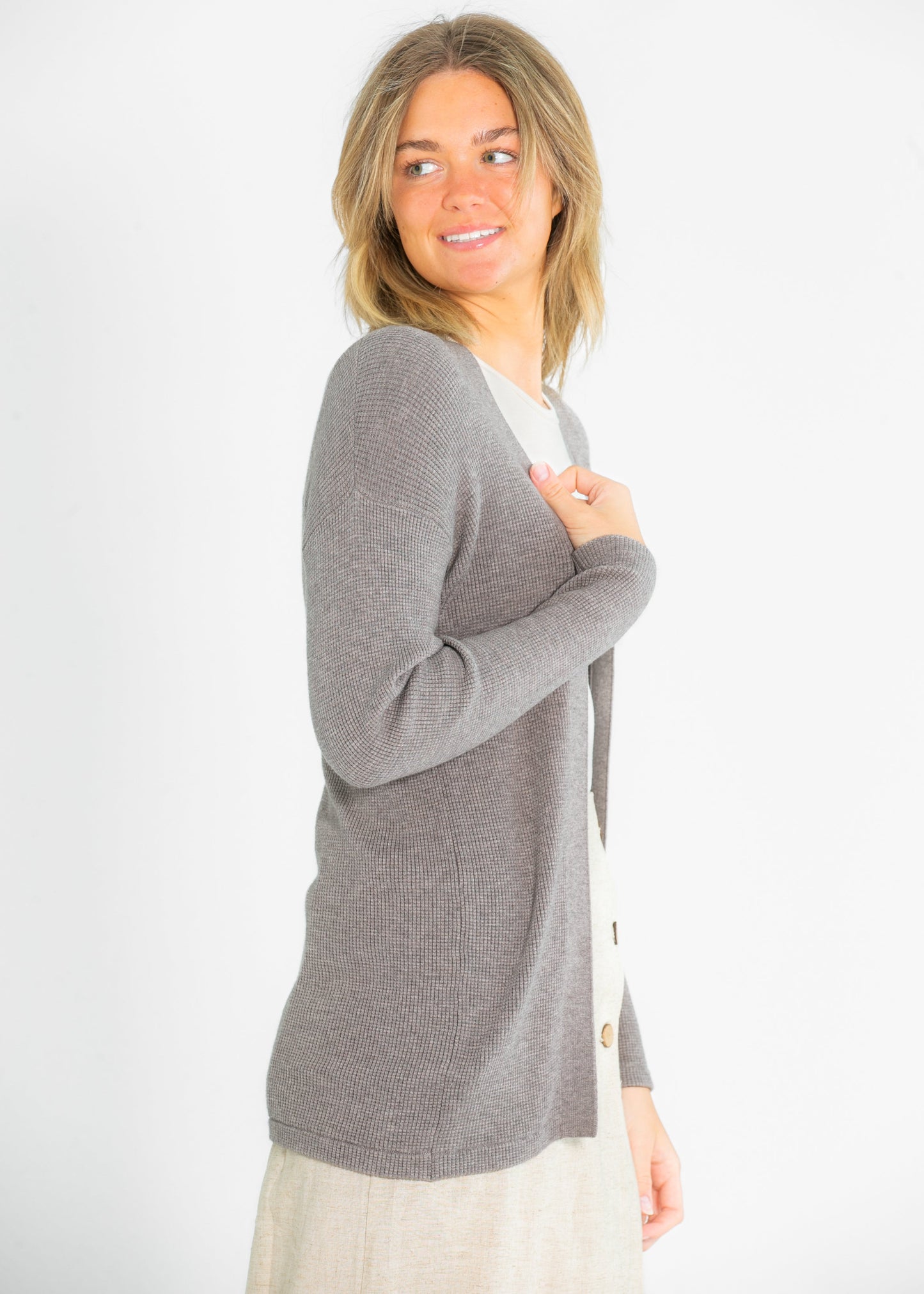Essential Waffle Knit Cardigan - FINAL SALE
