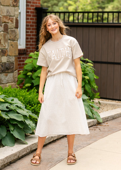 Eyelet Detail Faith Tee - FINAL SALE