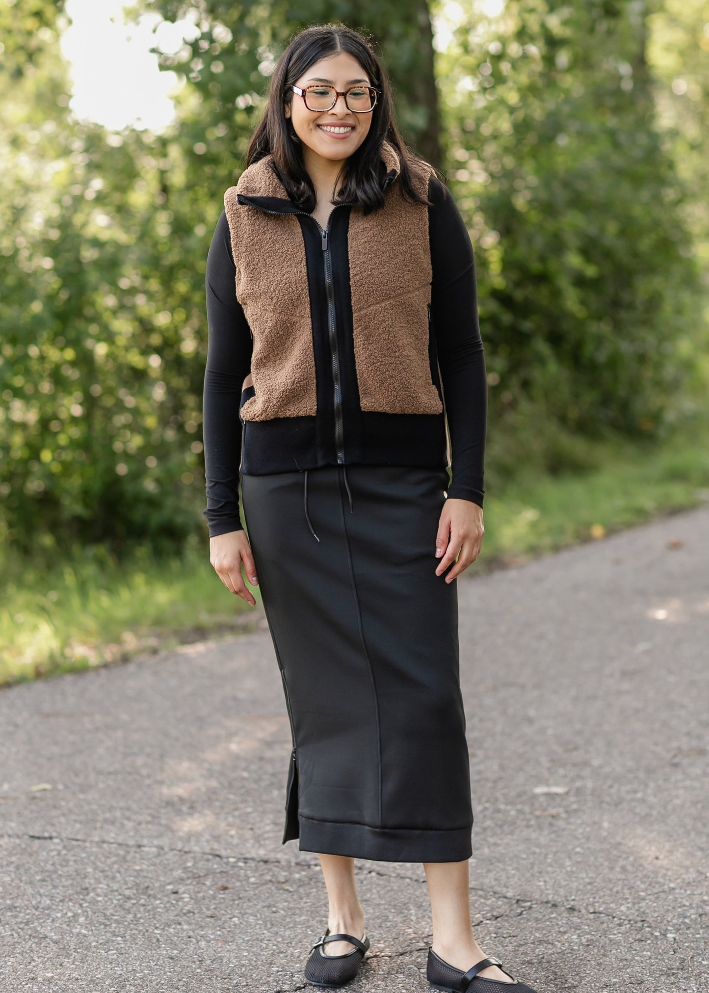 elan Faux Sherpa Zip-up Vest