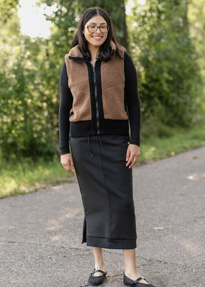elan Faux Sherpa Zip-up Vest