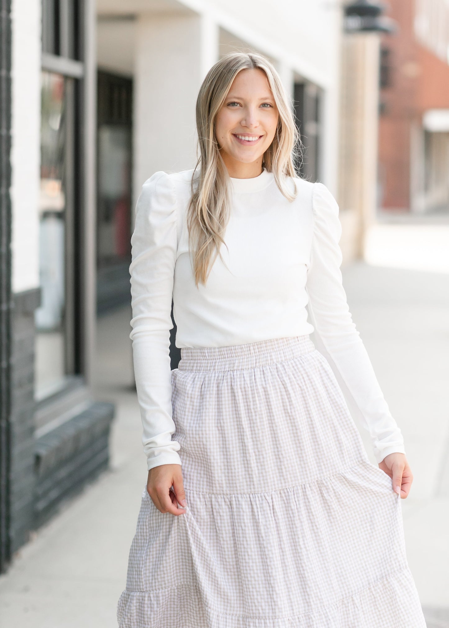 Faye Mockneck Ribbed Long Sleeve Top - FINAL SALE