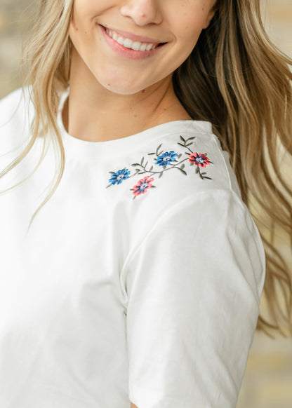 Floral Embroidered Crewneck Tee - FINAL SALE