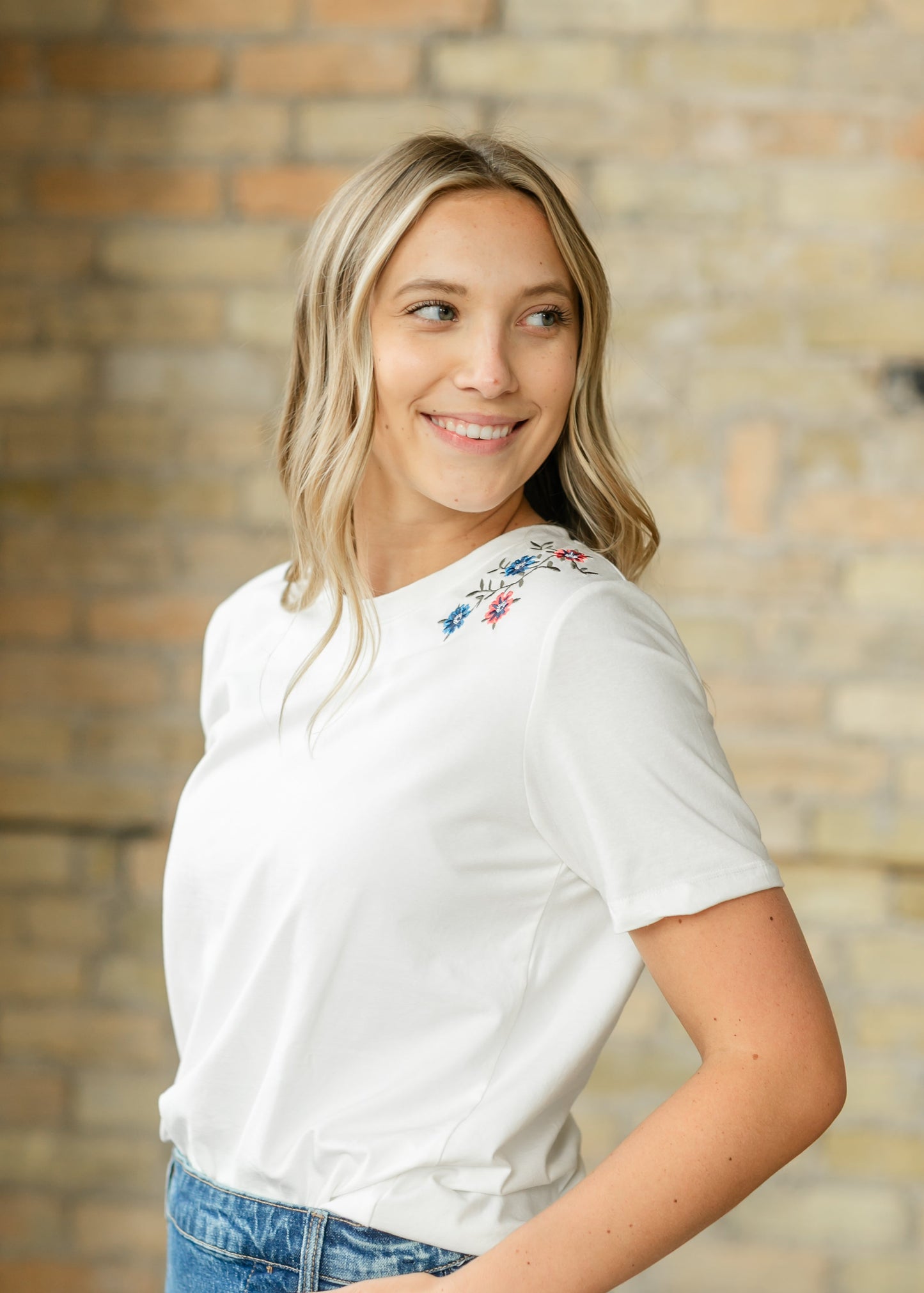 Floral Embroidered Crewneck Tee - FINAL SALE