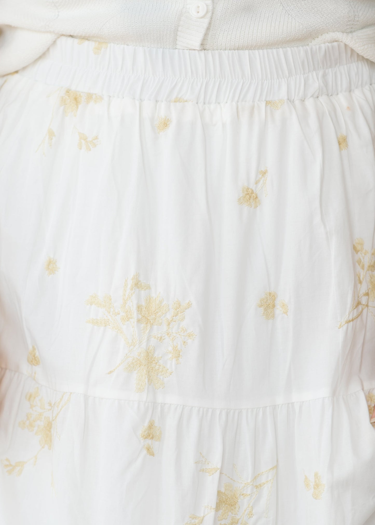 Floral Embroidered Elastic Waist Skirt - FINAL SALE