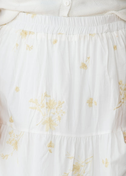 Floral Embroidered Elastic Waist Skirt - FINAL SALE