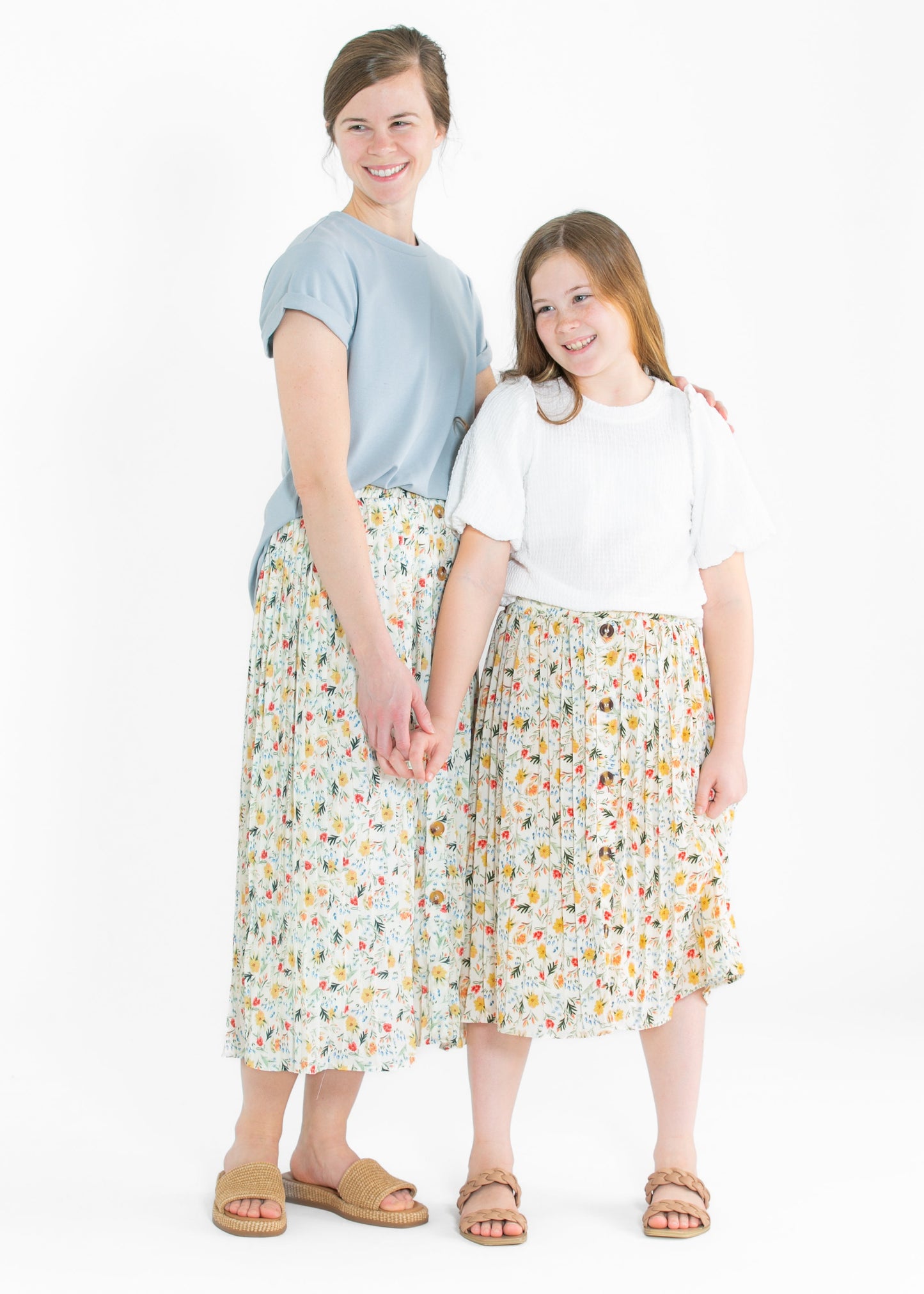 Floral Print Pleated Button Front Midi Skirt - FINAL SALE