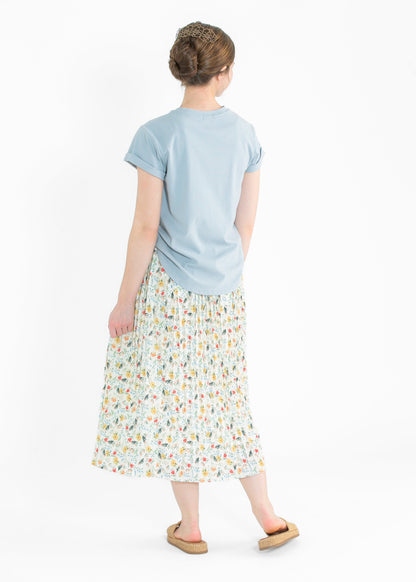 Floral Print Pleated Button Front Midi Skirt - FINAL SALE